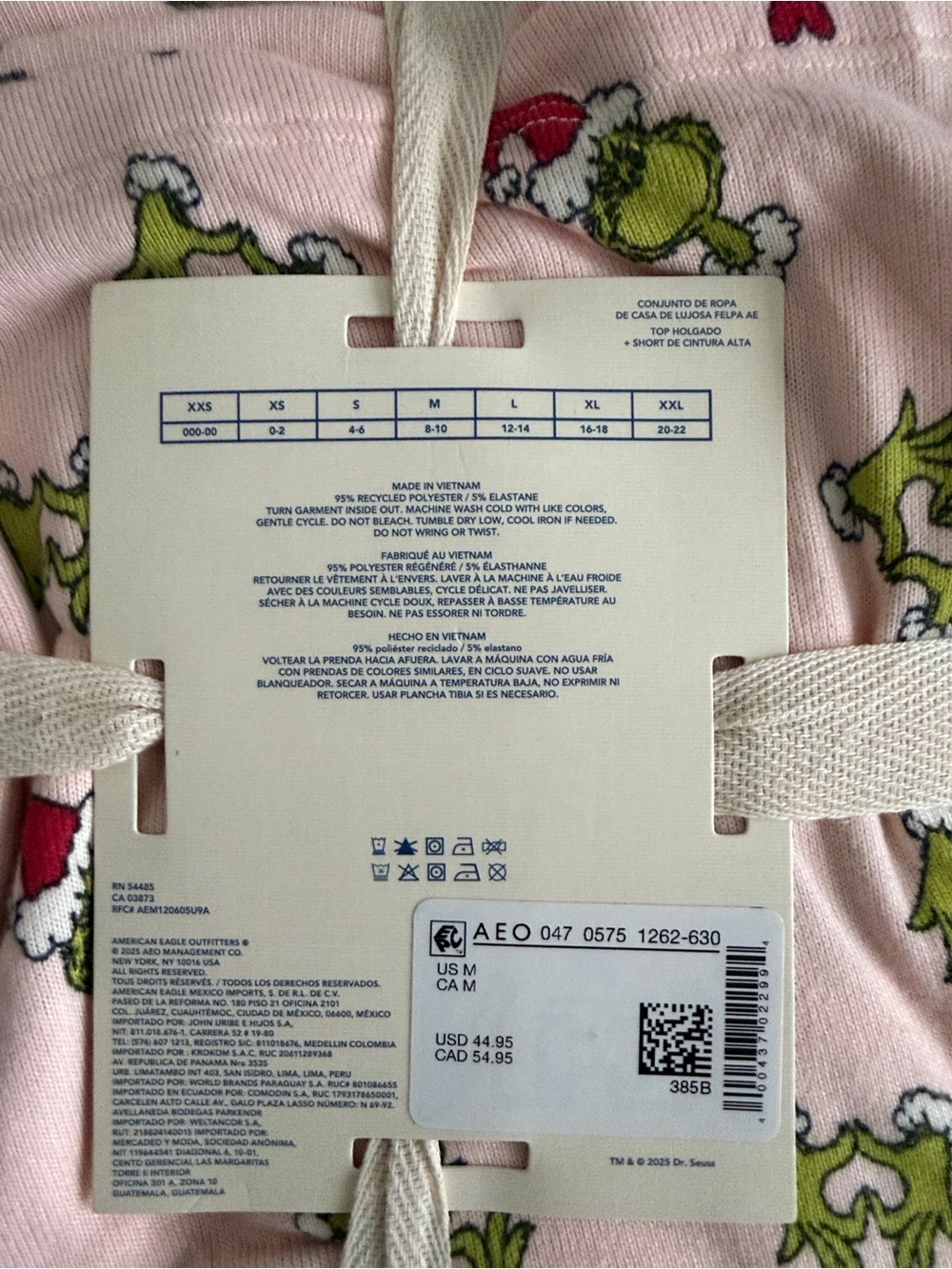 American Eagle Outfitters Pink Grinch Heart Lounge Pajama Set - Picture 2 of 5